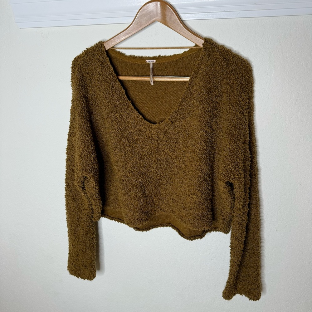 Free People Bronze Terry V Neck Sweater